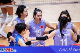 Tuyển bóng chuyền nữ Việt Nam giao hữu với VTV Bình Điền Long An